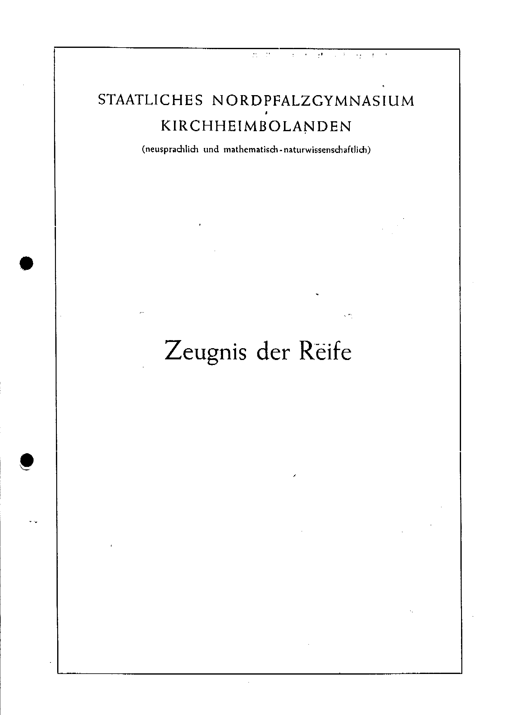 Abiturzeugnis 1. Seite